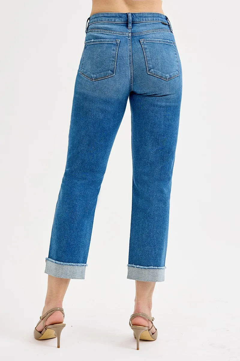 RISEN Full Size High Rise Boyfriend Fit Ankle Jeans Plus SIze - Tigbul's Variety Fashion Shop