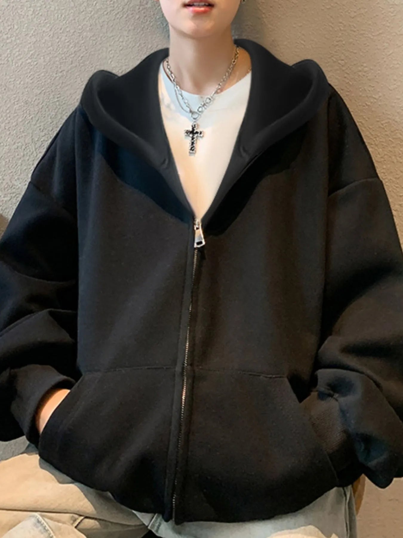 Men's Plus Size Zip Up Oversized Hoodie - Tigbul's Variety Fashion Shop