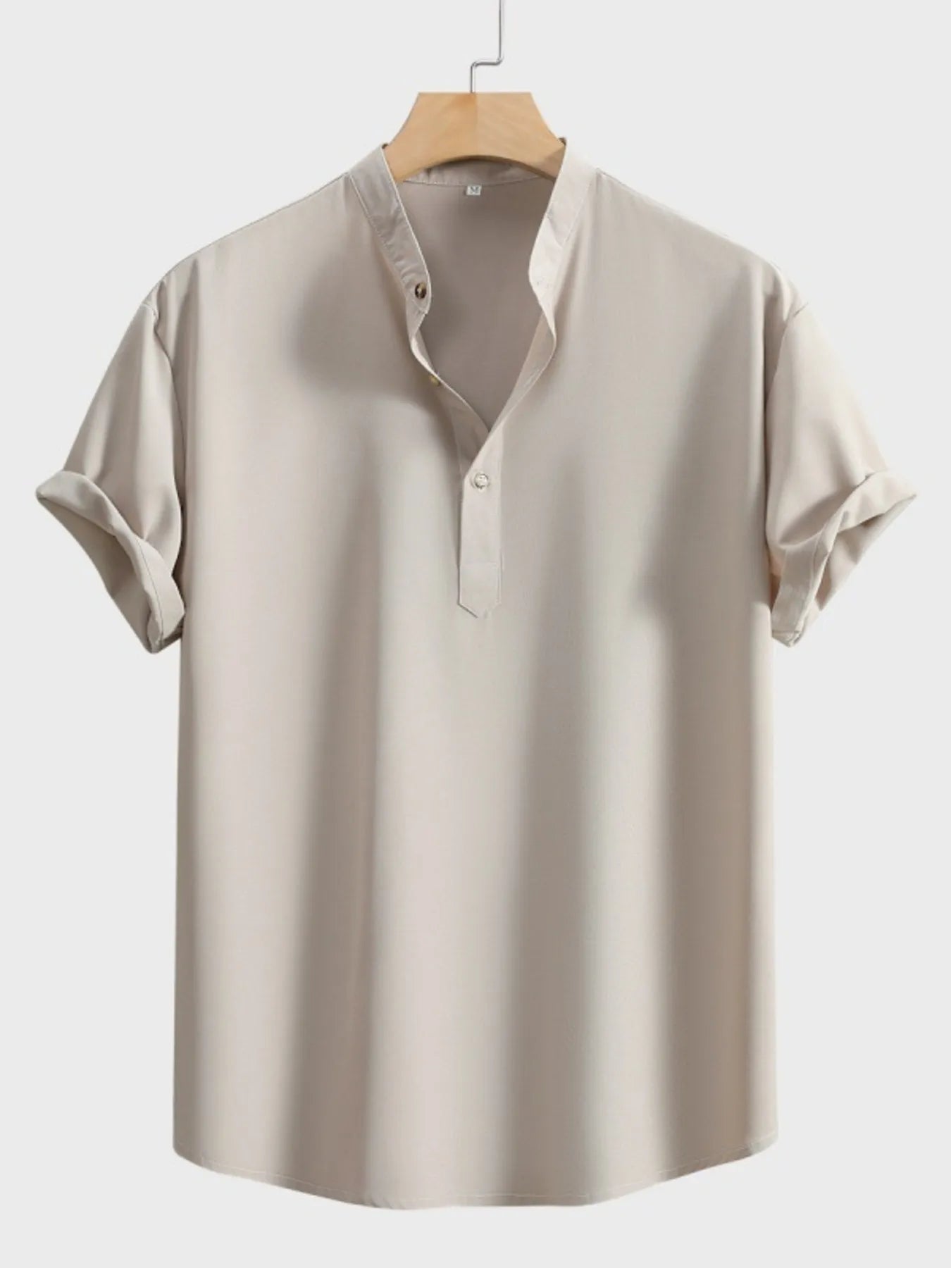 Men's Button Detail Short Sleeve Blouse - Tigbul's Variety Fashion Shop