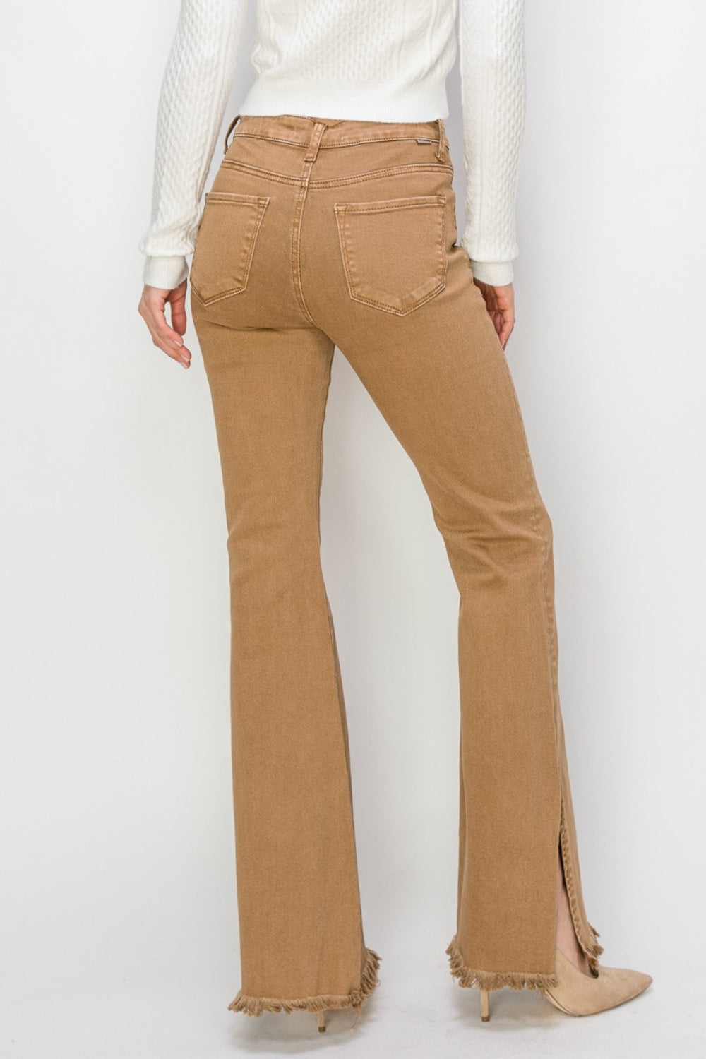 RISEN Bailey Full Size High Waist Side Slit Flare Jeans - Tigbul's Variety Fashion Shop