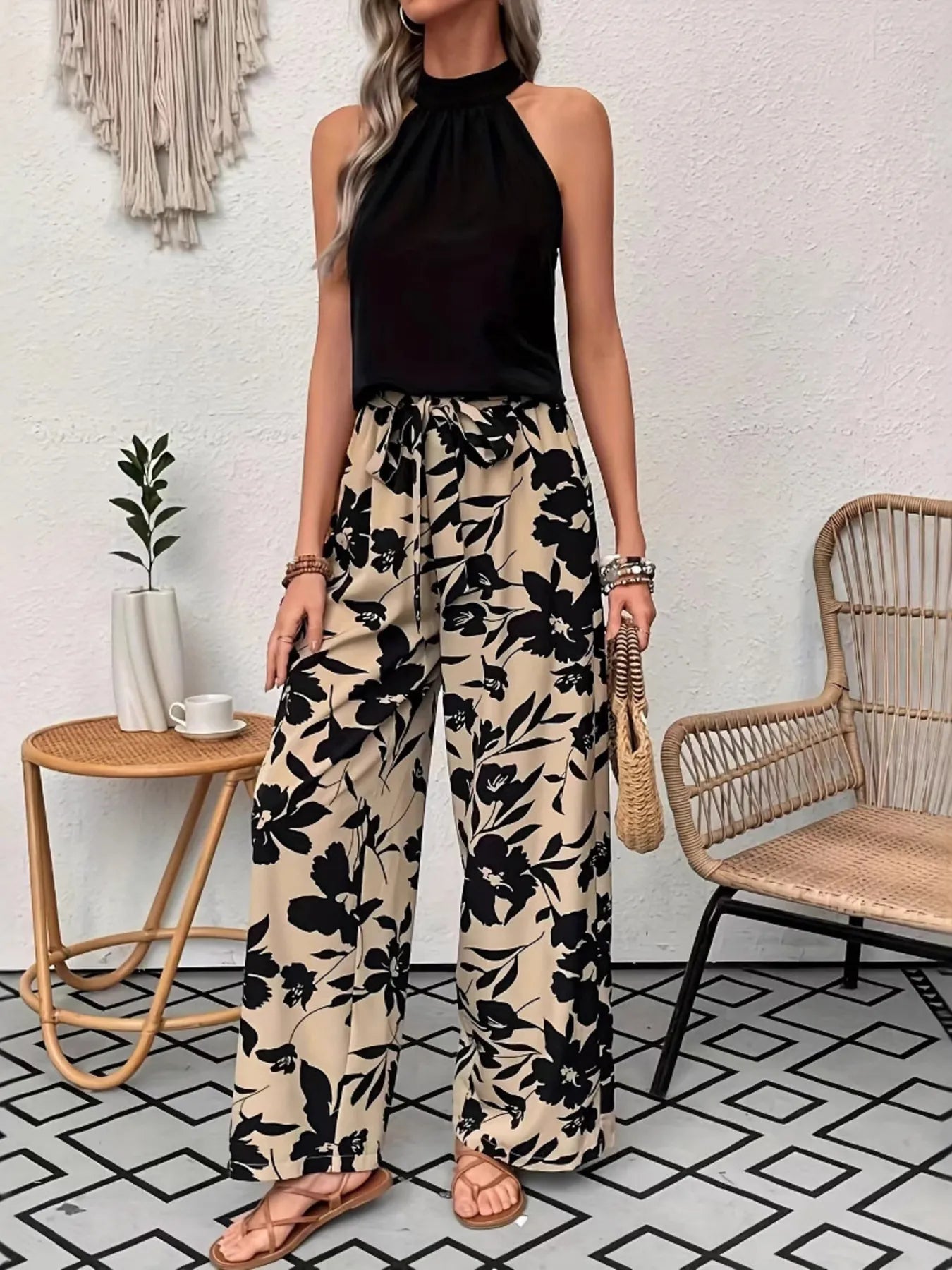 Printed Wide Leg Casual Pants - Tigbul's Variety Fashion Shop