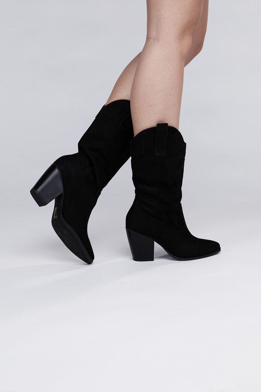 Women's Mid-Calf Point Toe Western Boots - Tigbul's Variety Fashion Shop
