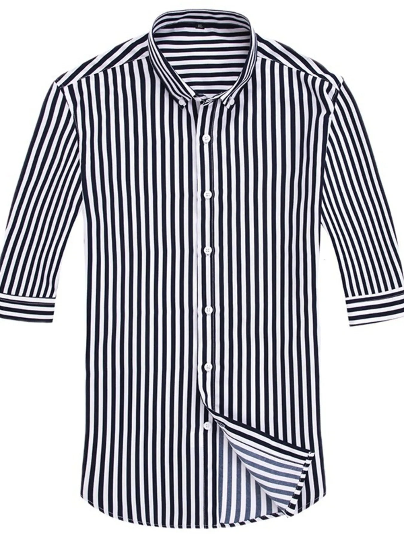 Men's Plus Size Striped Button Up Long Sleeve Shirt - Tigbul's Variety Fashion Shop