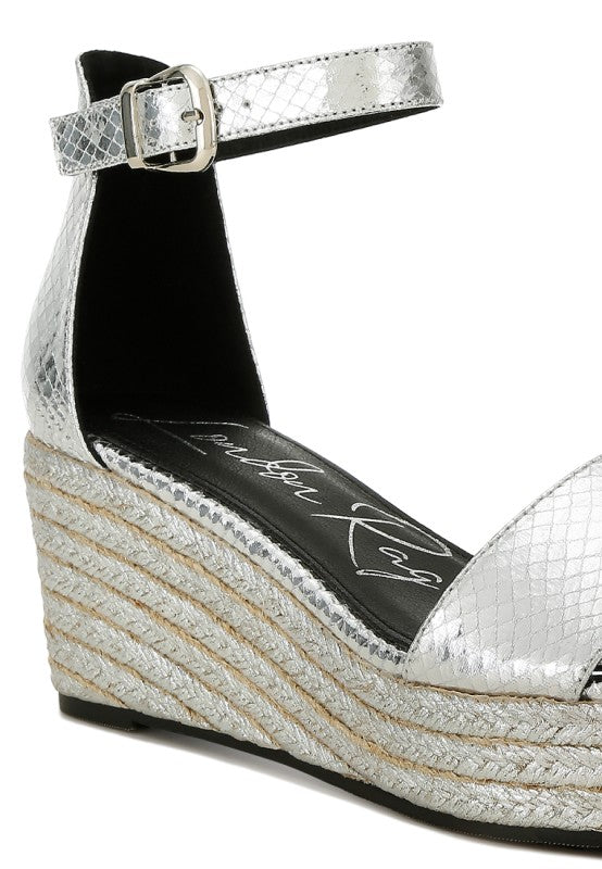 Utah Faux Leather Snake Wedge Espadrilles - Tigbul's Variety Fashion Shop