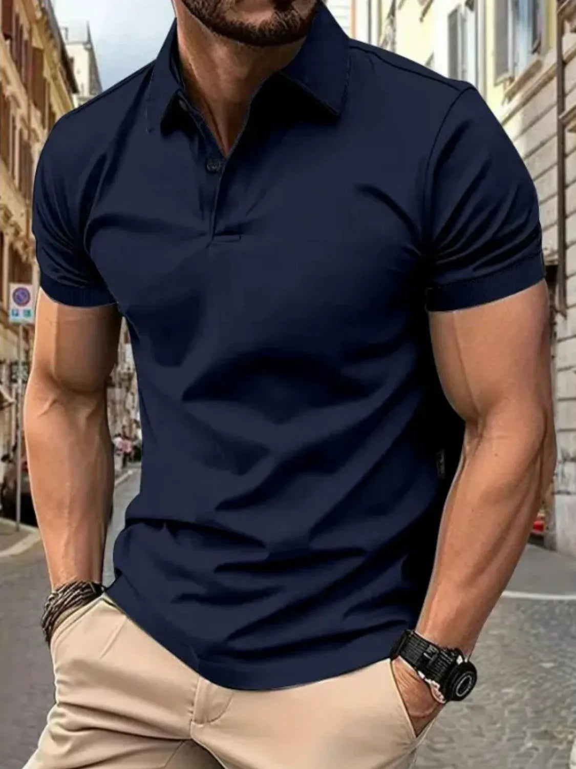 Men's Full Size Button Detail Short Sleeve Polo Plus Size - Tigbul's Variety Fashion Shop