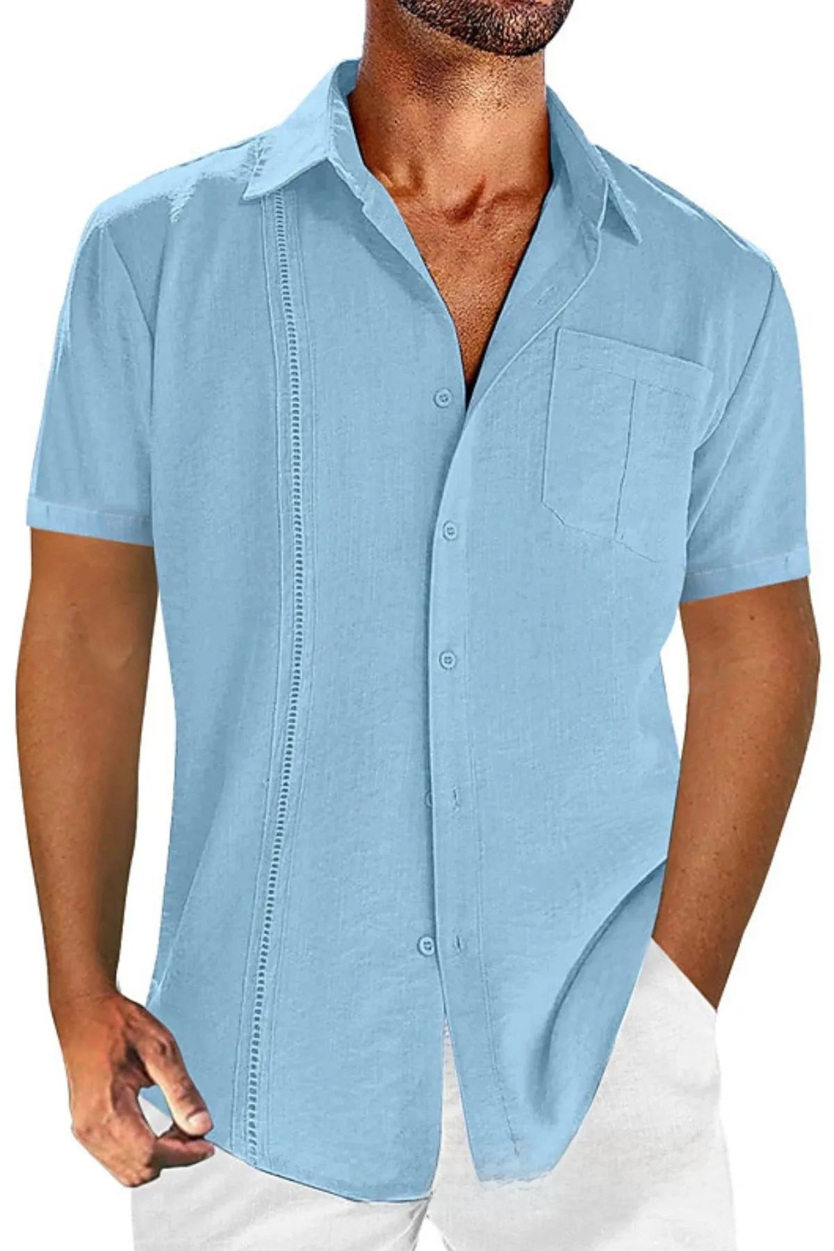 Men's Full Size Casual Short Sleeve Button Down Shirt Plus Size - Tigbul's Variety Fashion Shop
