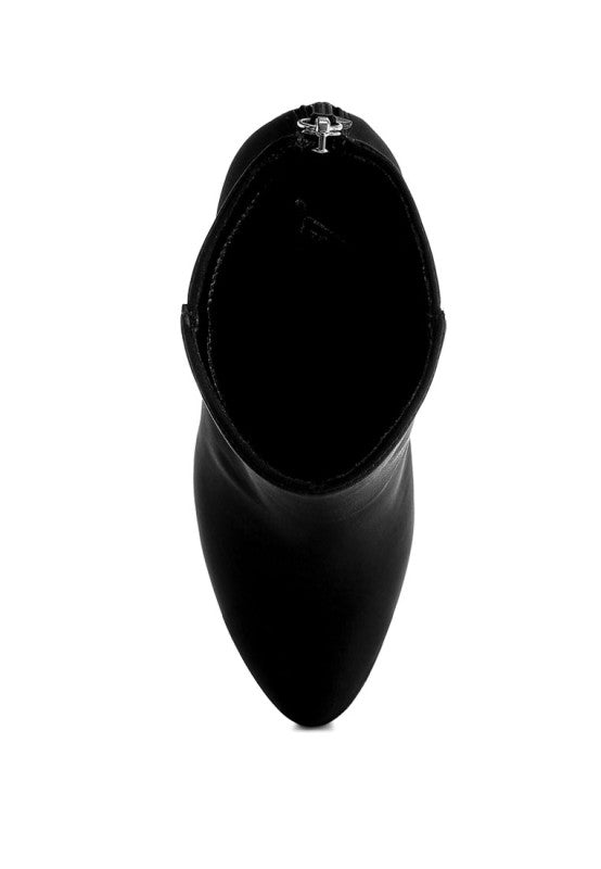 Veyara Lycra Block Heel Ankle Boots - Tigbul's Variety Fashion Shop