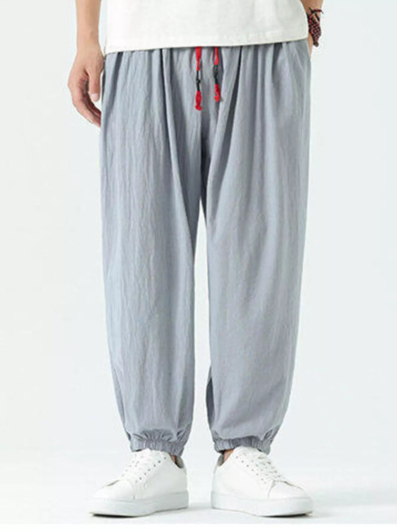 Men's Drawstring Wide Leg Relaxed Fit Pants - Tigbul's Variety Fashion Shop
