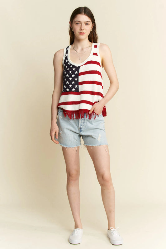 American Flag Fringe Tank Top - Tigbul's Variety Fashion Shop