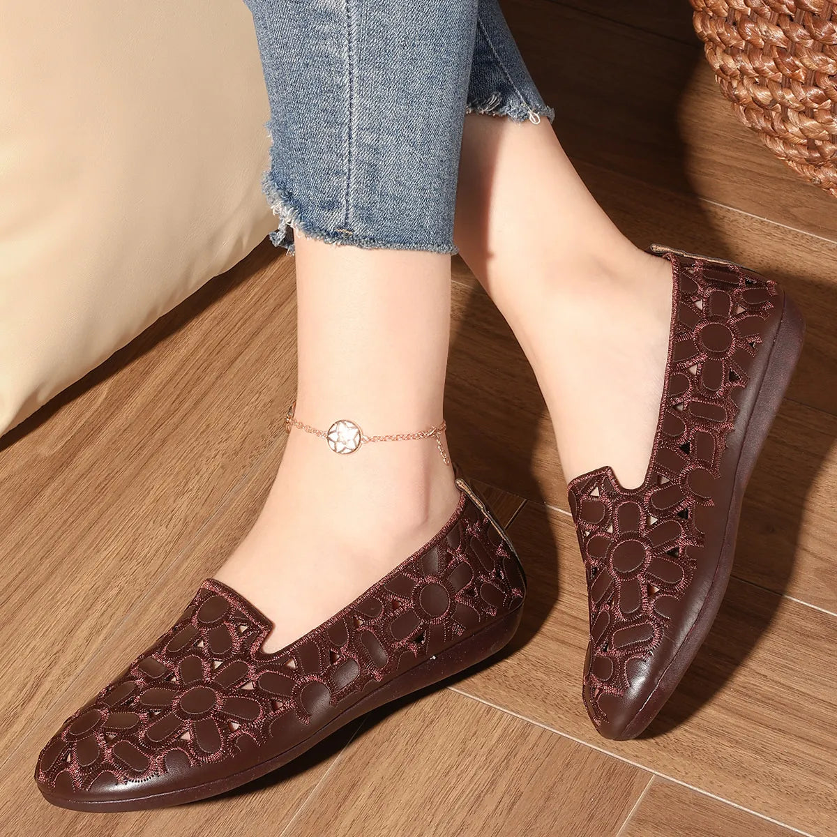 Cutout Round Toe Slip-Ons - Tigbul's Variety Fashion Shop