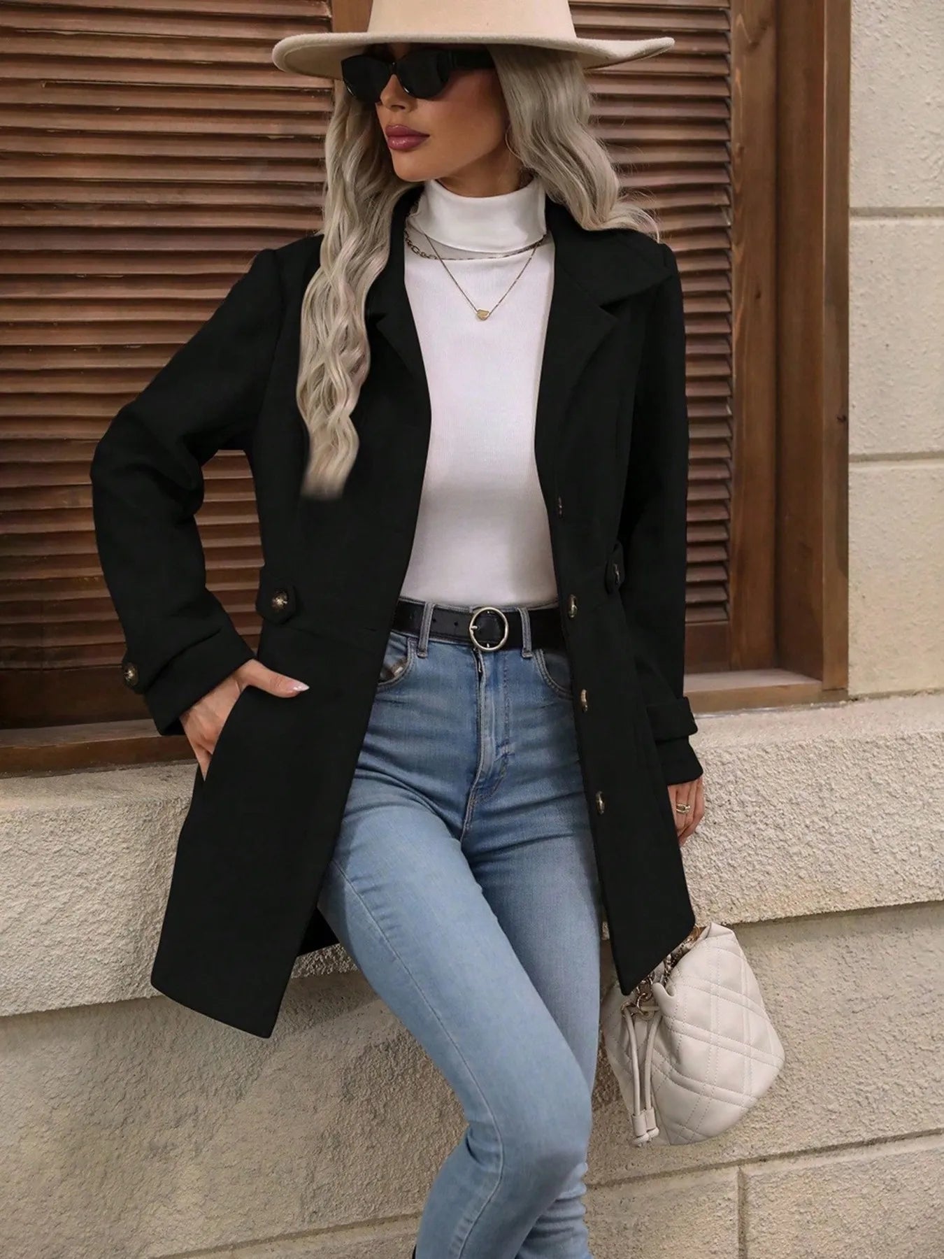 Button Up Long Sleeve Coat - Tigbul's Variety Fashion Shop