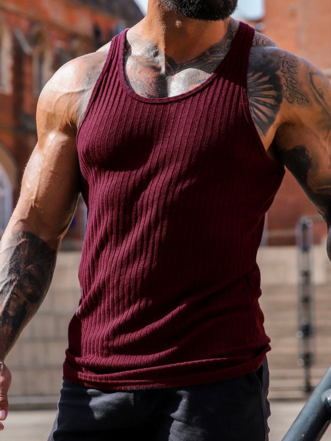 Men's Plus Size Round Neck Wide Strap Tank - Tigbul's Variety Fashion Shop