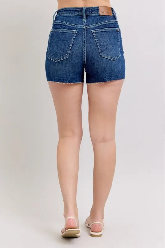 Judy Blue High Waist Criss-Cross Waistband Denim Shorts - Tigbul's Variety Fashion Shop
