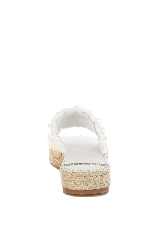 Yakna Pearl Embellished Woven Flats - Tigbul's Variety Fashion Shop
