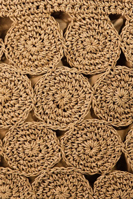 Khaki Square Braided Pattern Tote Bag - Tigbul's Variety Fashion Shop