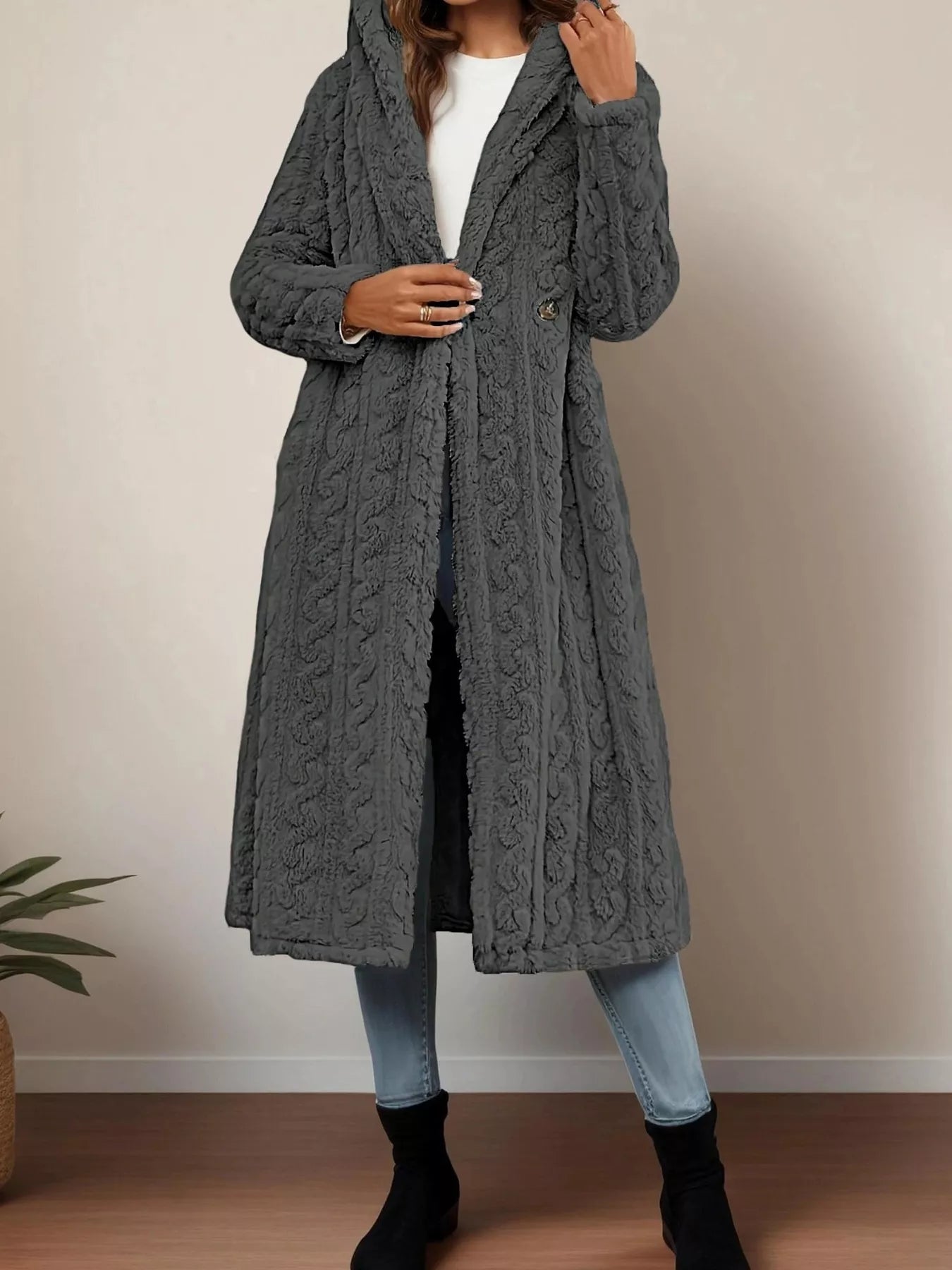 Sherpa Longline Hooded Coat - Tigbul's Variety Fashion Shop
