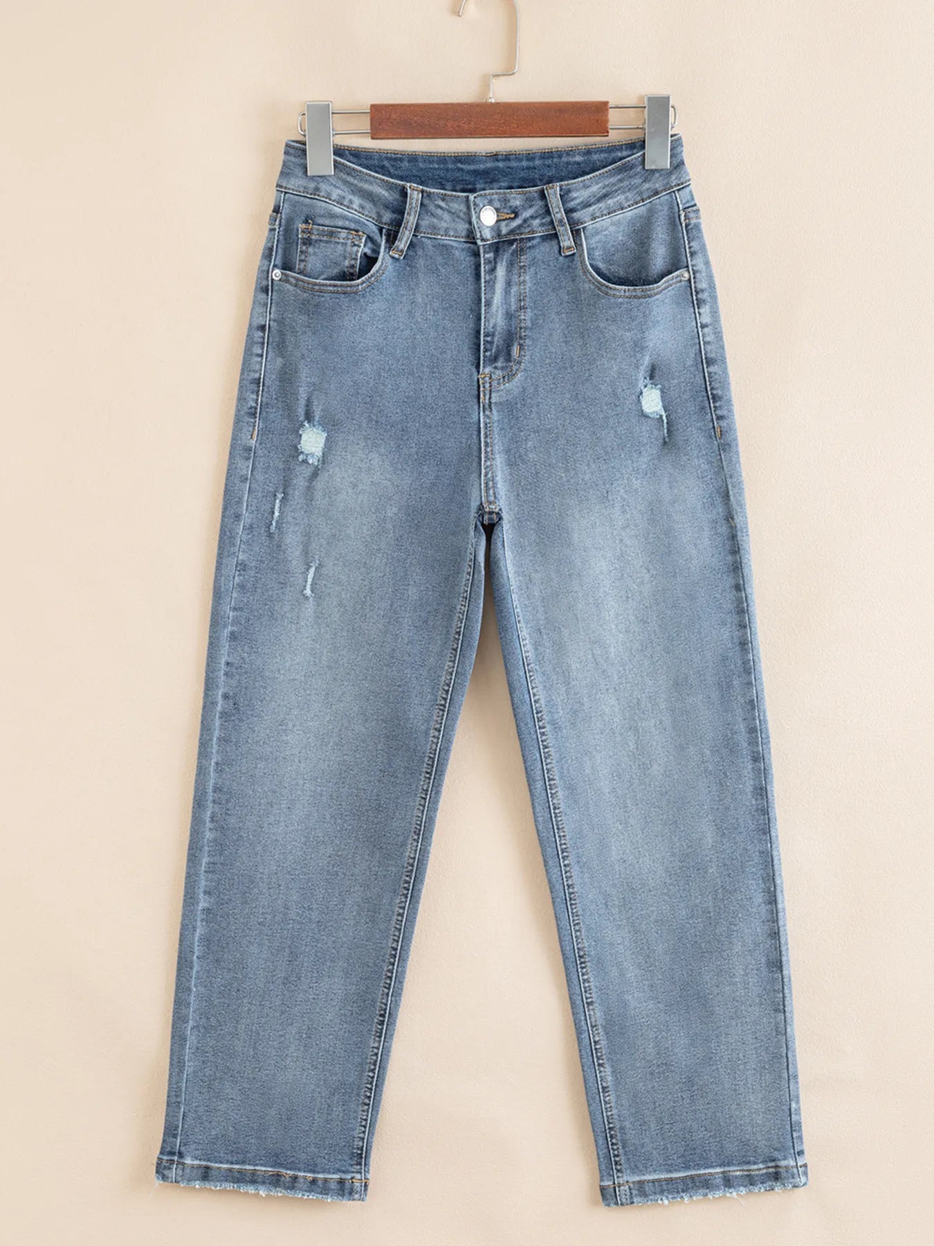 Distressed Ankle-length Straight Jeans - Tigbul's Variety Fashion Shop