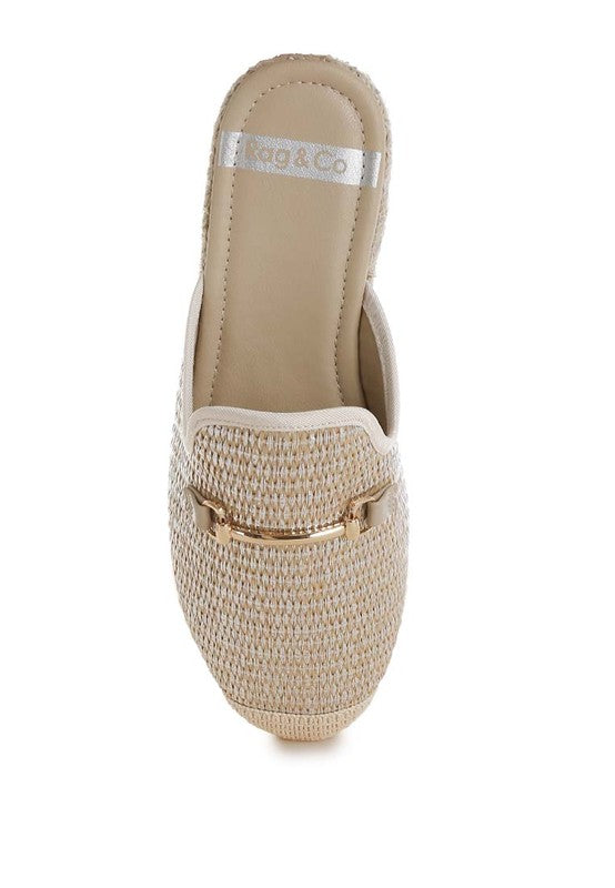 Marama Horsebit Embellished Raffia Mules - Tigbul's Variety Fashion Shop