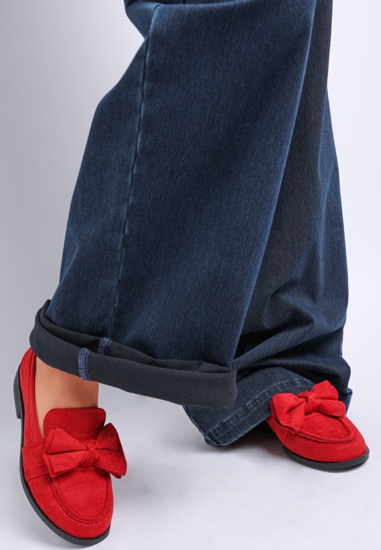 Havisham Bow Accent Heeled Loafers - Tigbul's Variety Fashion Shop