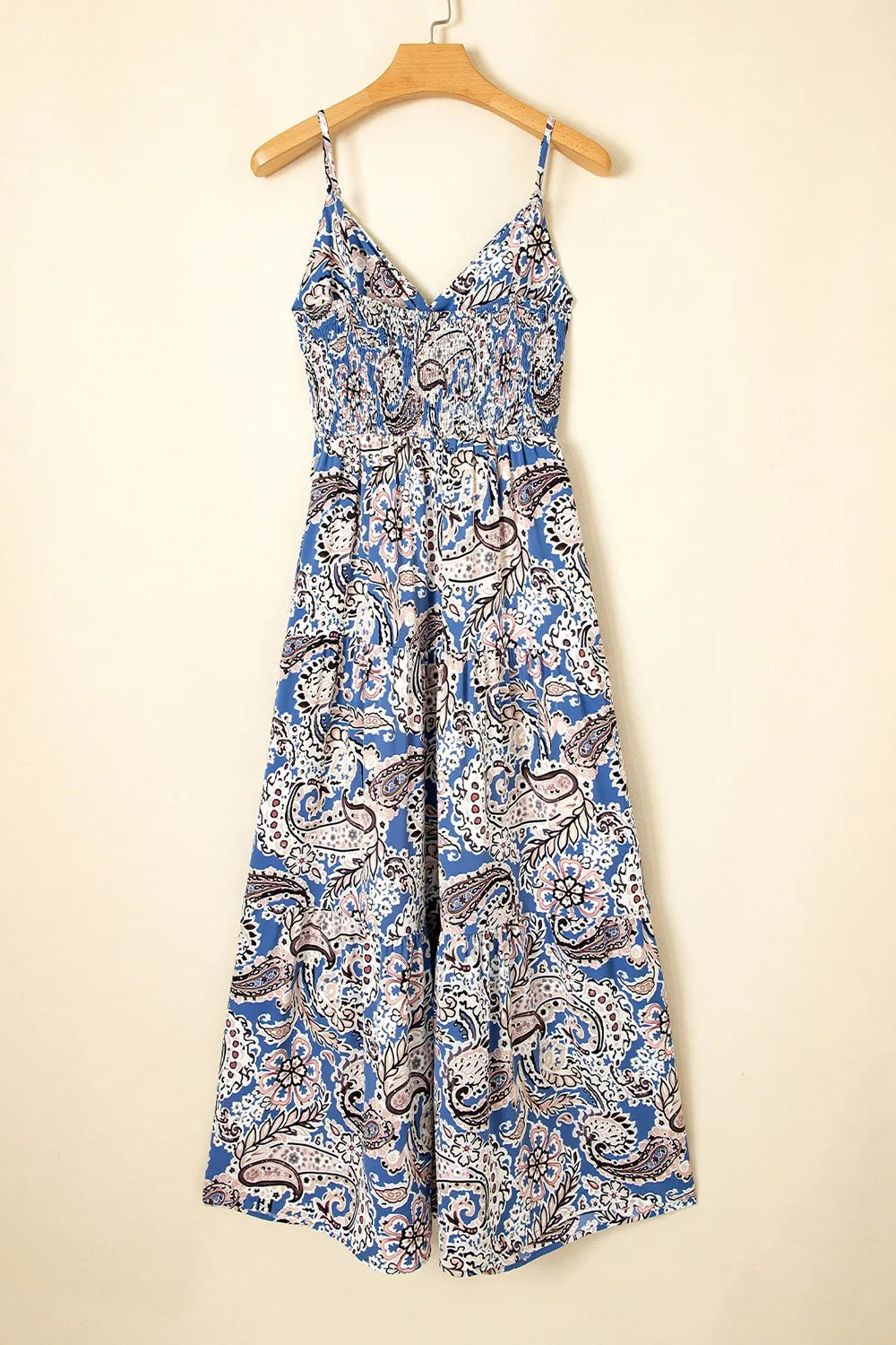 Paisley Print Twist Detail Smocked Back Spaghetti Straps Dress - Tigbul's Variety Fashion Shop