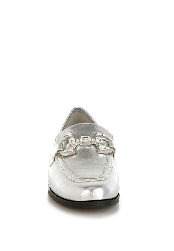 Dendron Diamante Horsebit Metallic Loafers - Tigbul's Variety Fashion Shop