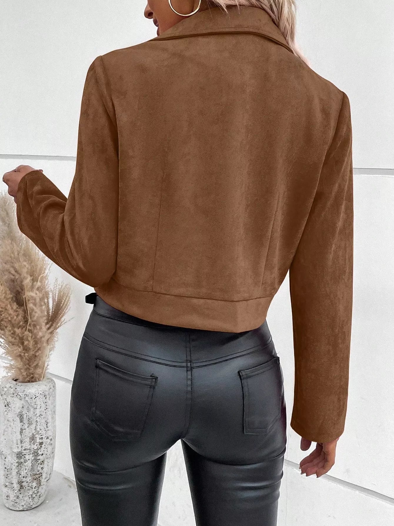Suede Moto Jacket with Zip Detail - Tigbul's Variety Fashion Shop