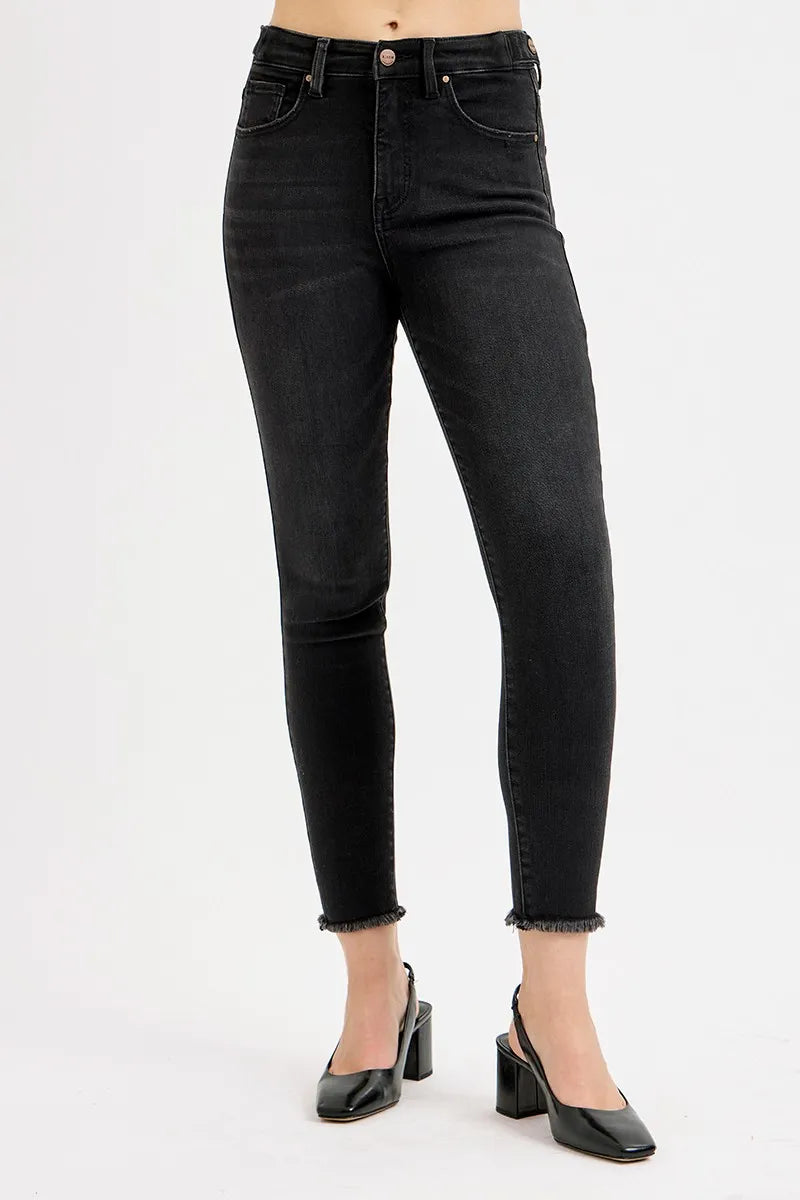 RISEN Full Size Tummy Control High Rise Adjustable Waist Skinny Jeans Plus Size - Tigbul's Variety Fashion Shop