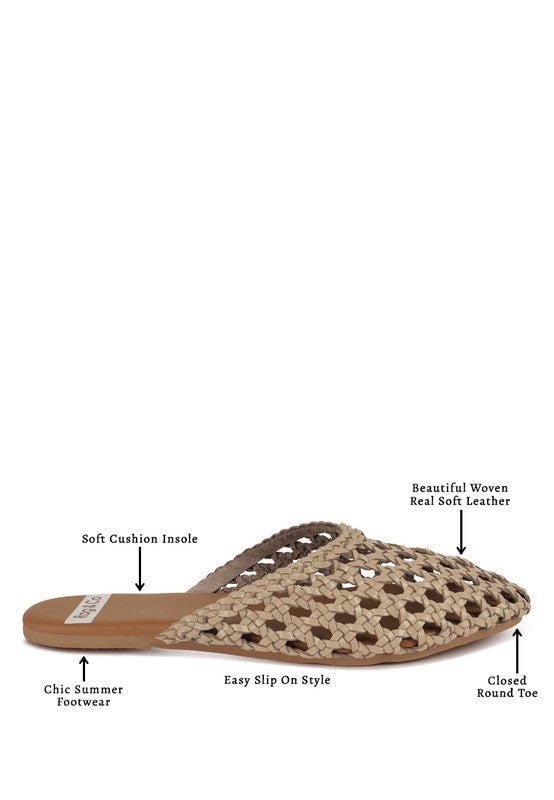 Wendigo Woven Real Leather Mules - Tigbul's Variety Fashion Shop