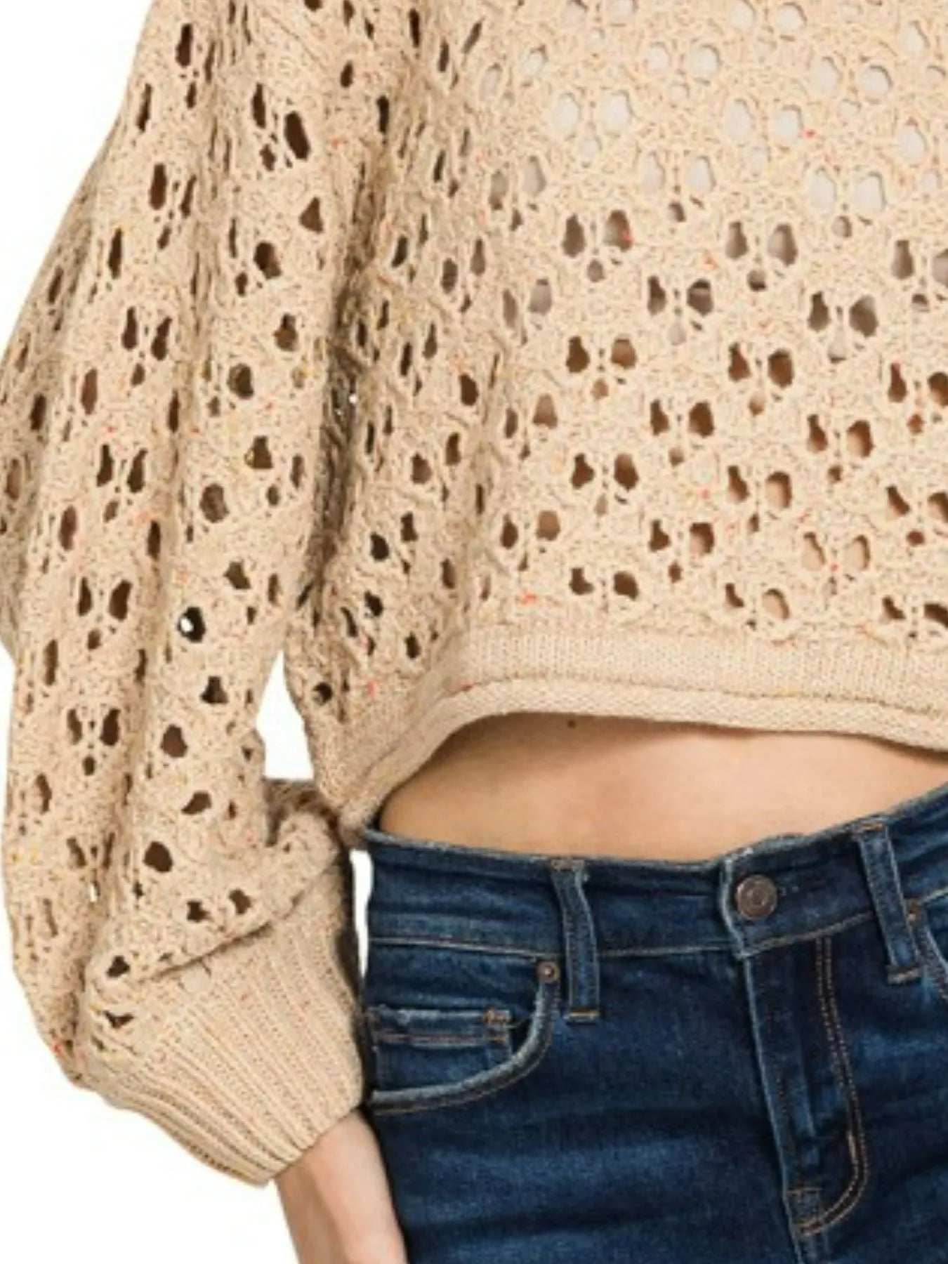 Zenana Oversized Cropped Crochet Knit Sweater - Tigbul's Variety Fashion Shop