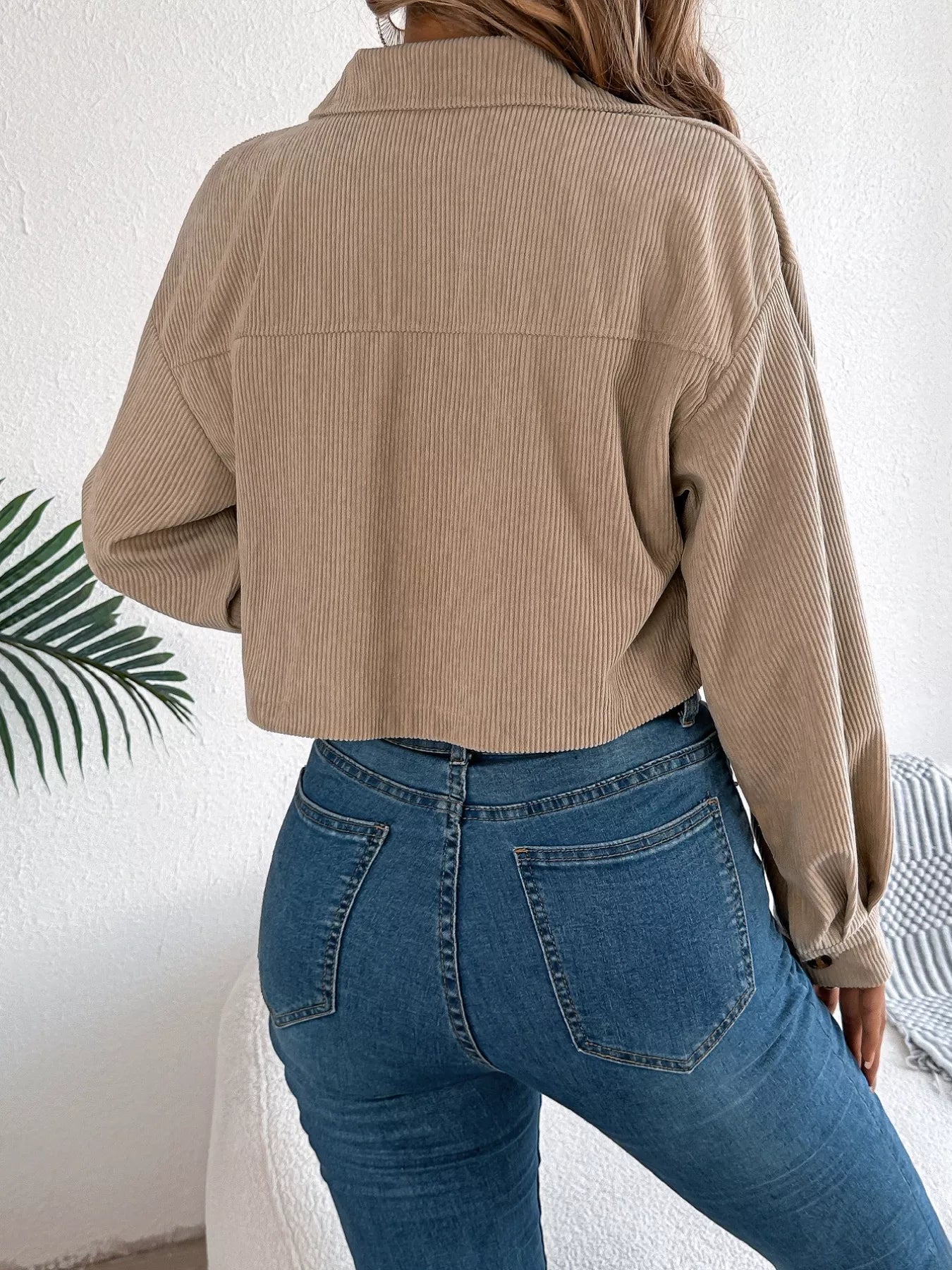 Corduroy Button-Up Dropped Shoulder Jacket - Tigbul's Variety Fashion Shop