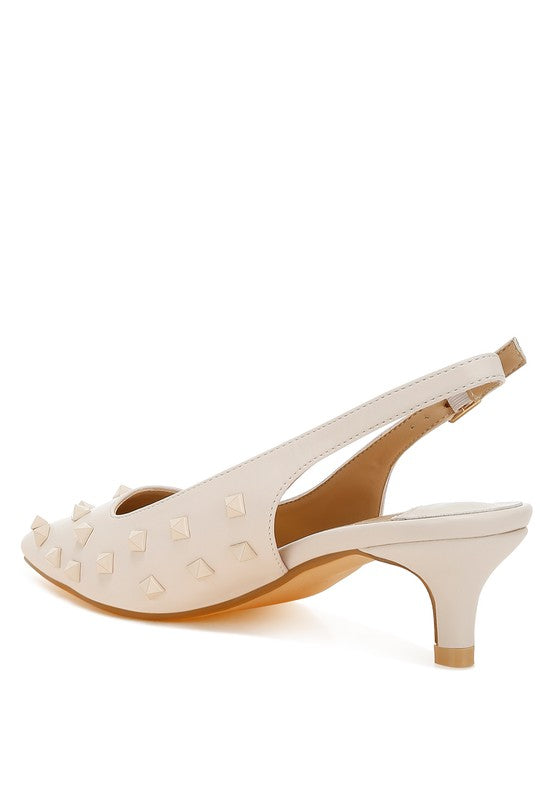 Hegron Stud Embellished Kitten Heels - Tigbul's Variety Fashion Shop