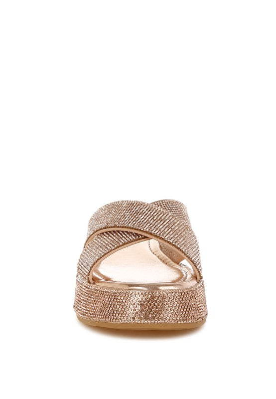 Adena Rhinestone Embellished Flatforms - Tigbul's Variety Fashion Shop