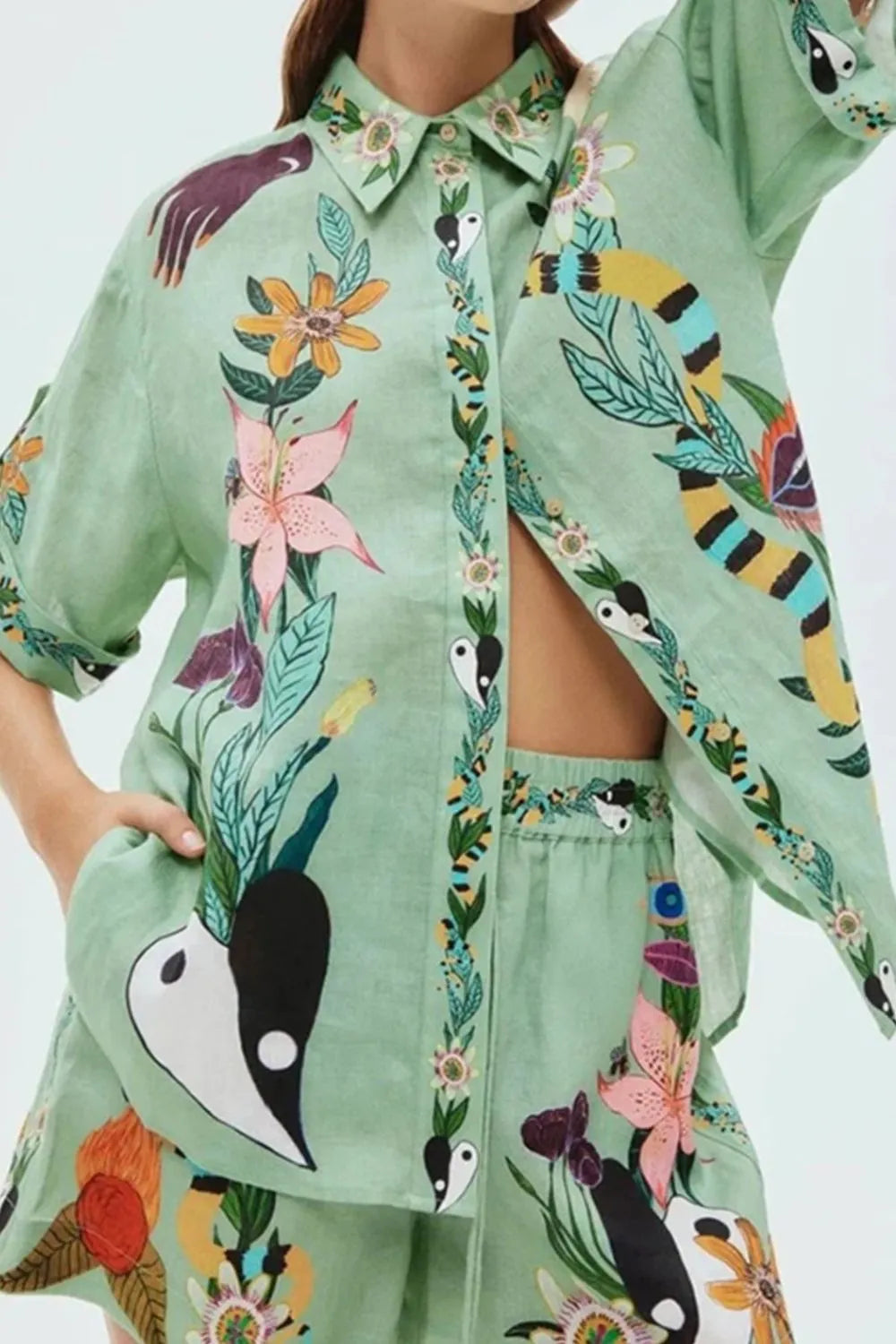Tropical Paradise Floral Print Shirt and Shorts Set - Tigbul's Variety Fashion Shop