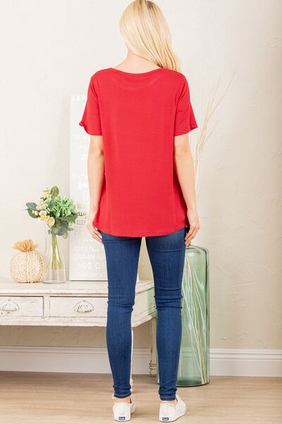 Red Leopard Lip Round Neck Short Sleeve T-Shirt Plus Size - Tigbul's Variety Fashion Shop