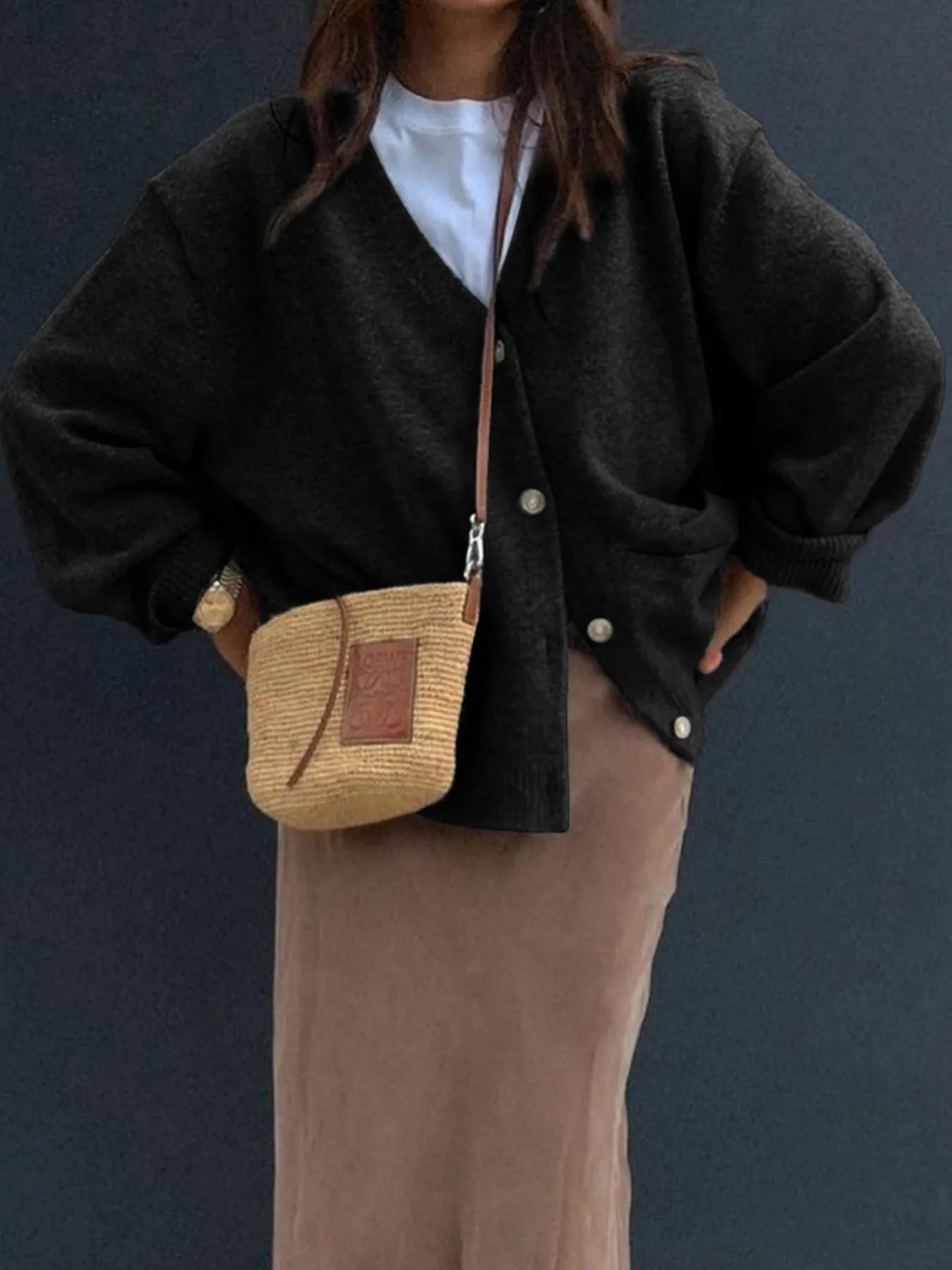 Button-Front Long Sleeve Cardigan - Tigbul's Variety Fashion Shop