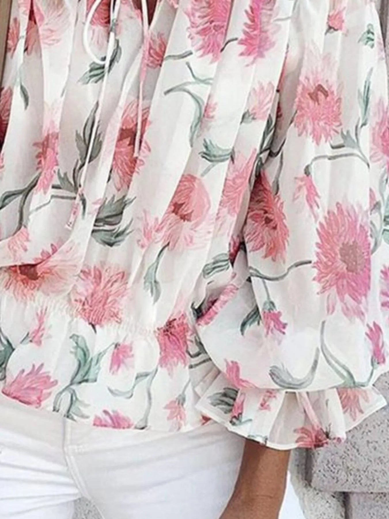 Off-Shoulder Floral Print Blouse - Tigbul's Variety Fashion Shop
