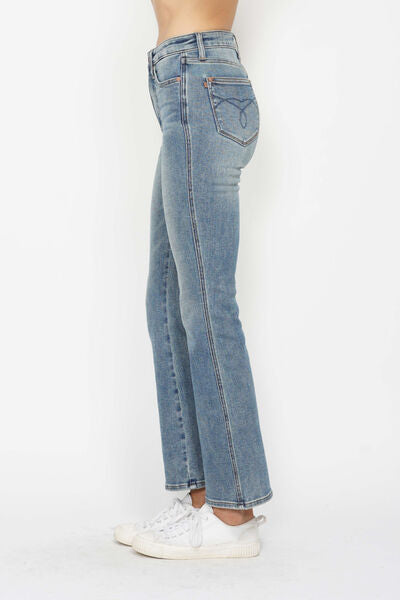 Tummy Control Back Embroidered Pocketed Bootcut Jeans - Tigbul's Variety Fashion Shop