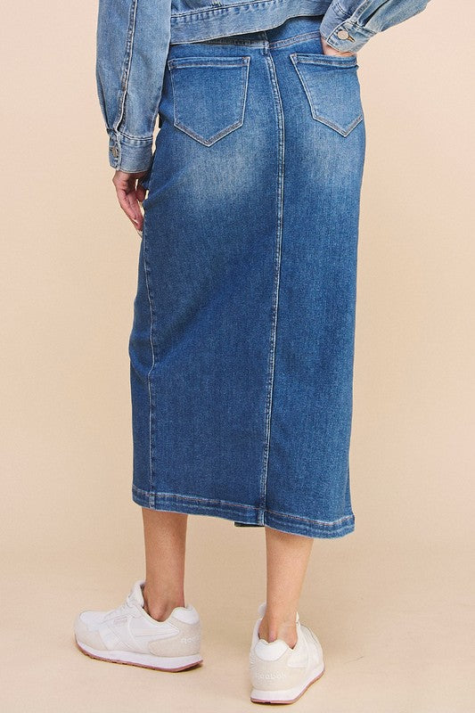 Denim Cargo Midi Skirt - Tigbul's Variety Fashion Shop