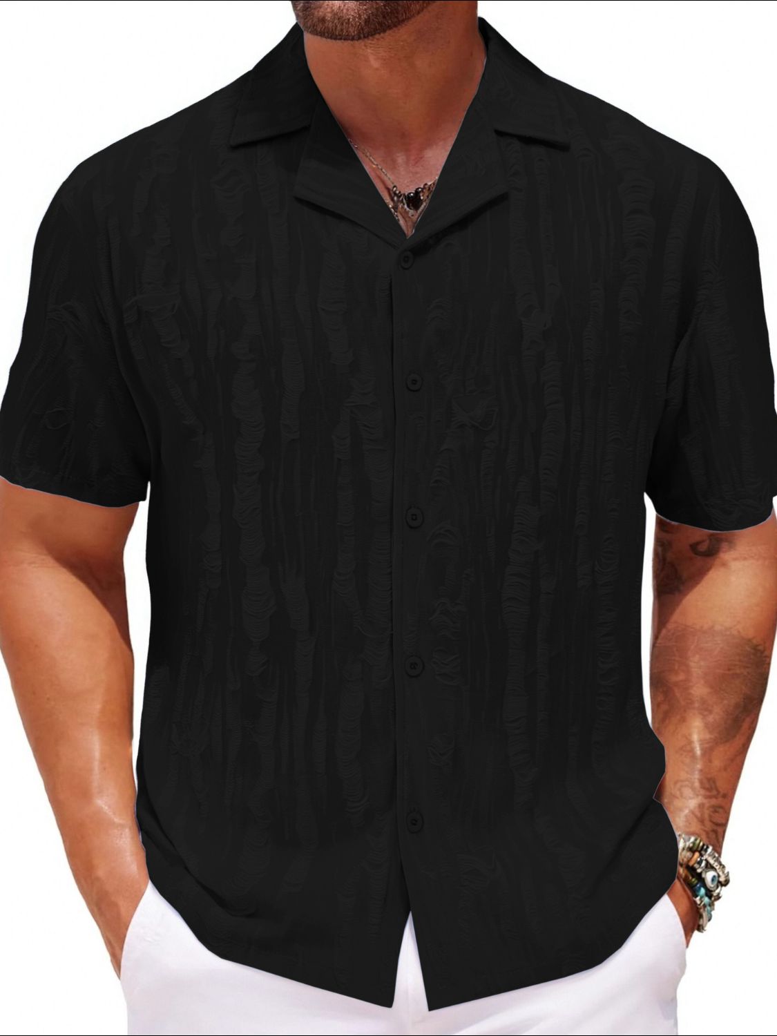 Men's Plus Size Collared Neck Short Sleeve Shirt - Tigbul's Variety Fashion Shop