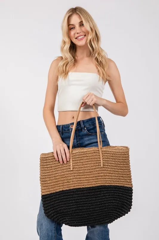 Straw Braided Beach Tote Bag - Tigbul's Variety Fashion Shop