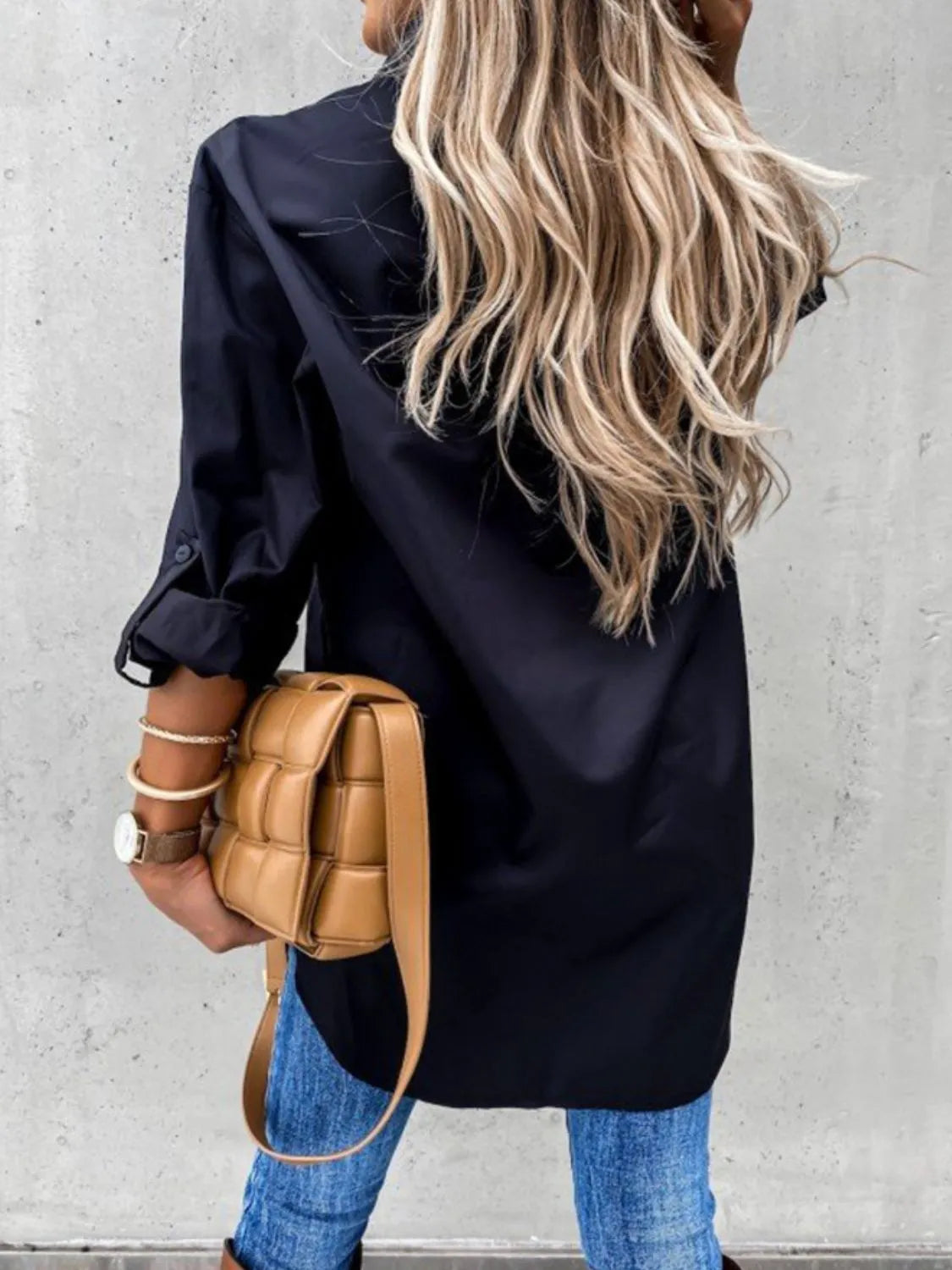 Button Up Roll-Tab Sleeve Shirt - Tigbul's Variety Fashion Shop