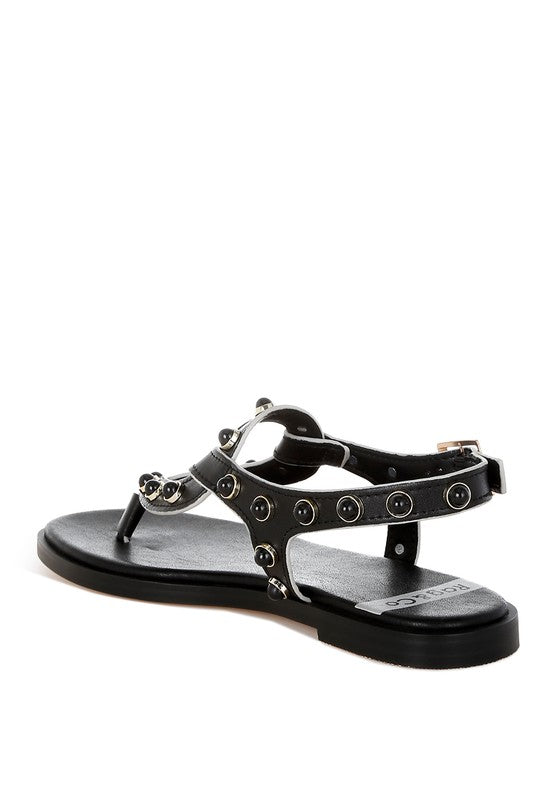 Avens Pearl Rivet Studded Flats - Tigbul's Variety Fashion Shop