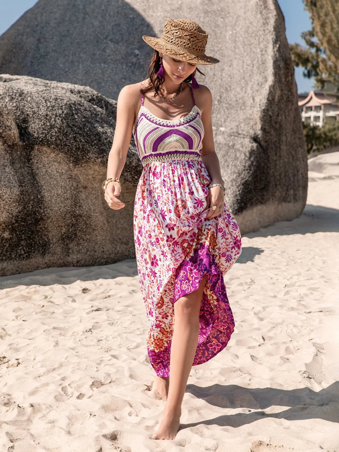 Printed Scoop Neck Cami Dress - Tigbul's Variety Fashion Shop