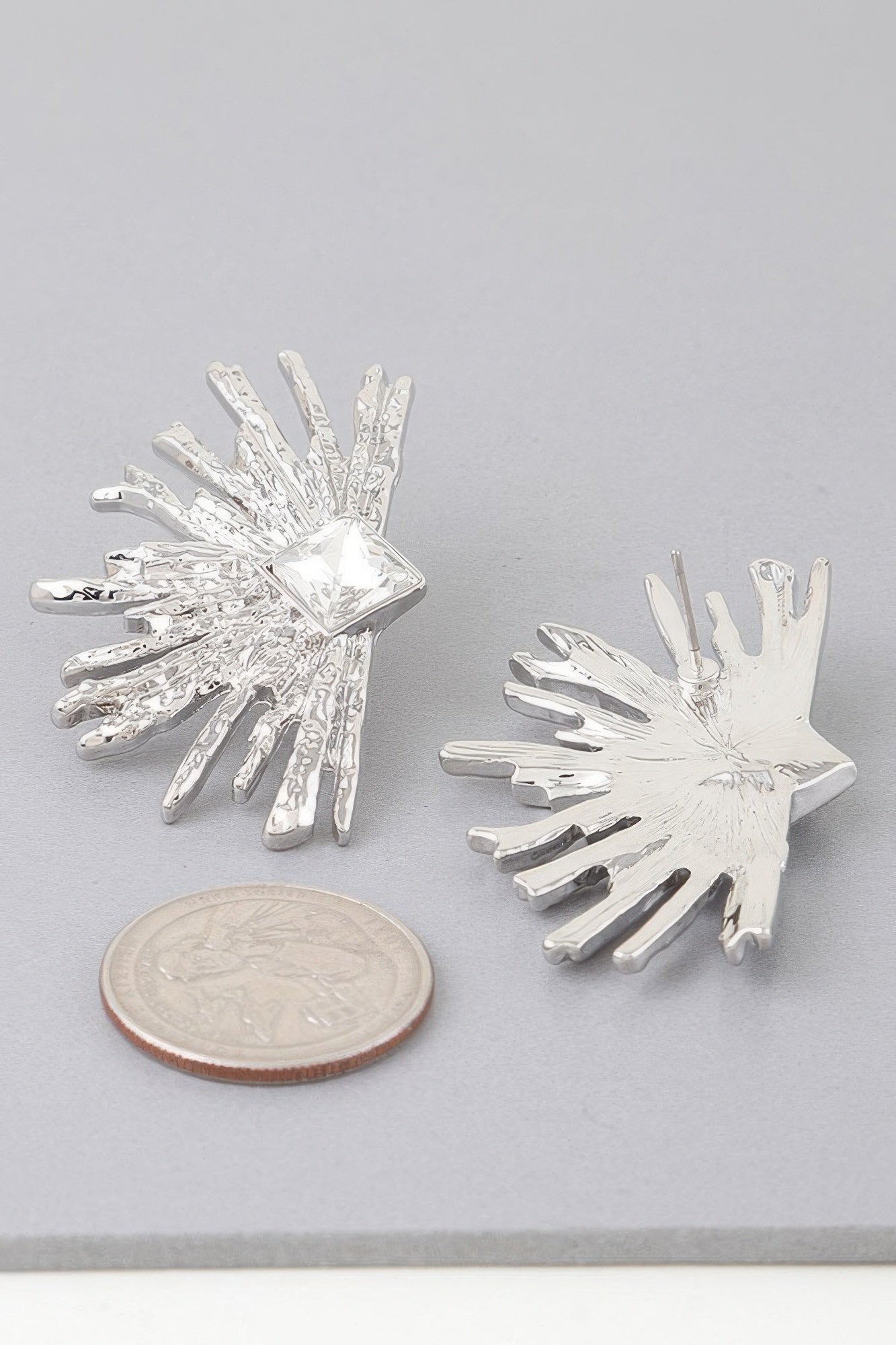 Diamond Rhinestone Flare Earrings - Tigbul's Variety Fashion Shop