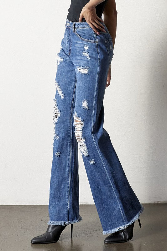 Distressed Frayed Hem Dad Jeans - Tigbul's Variety Fashion Shop