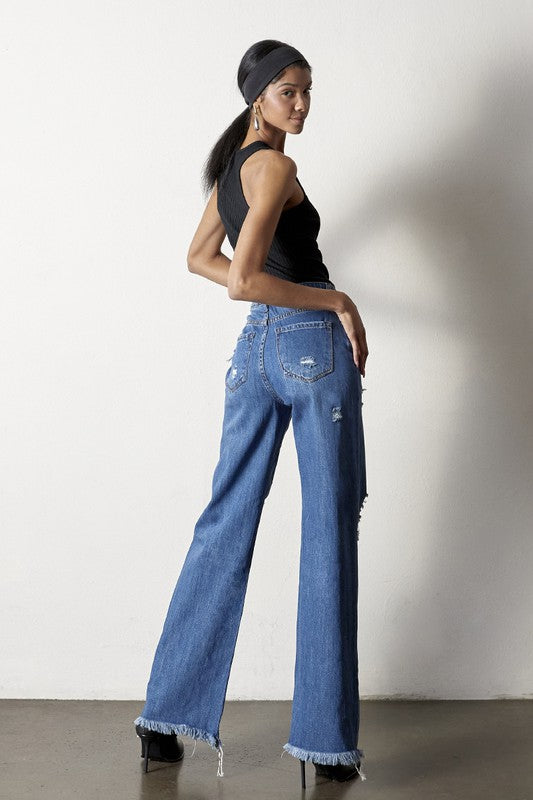 Distressed Frayed Hem Dad Jeans - Tigbul's Variety Fashion Shop