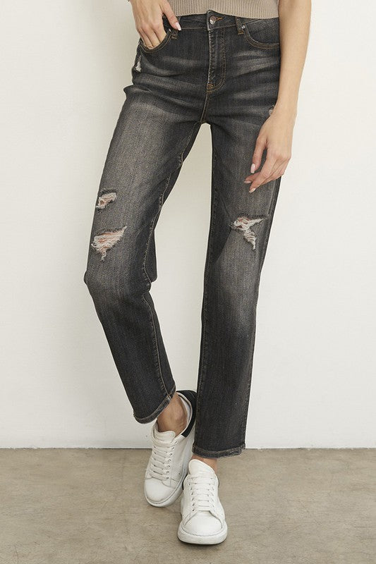 Distressed Girlfriend Jeans - Tigbul's Variety Fashion Shop