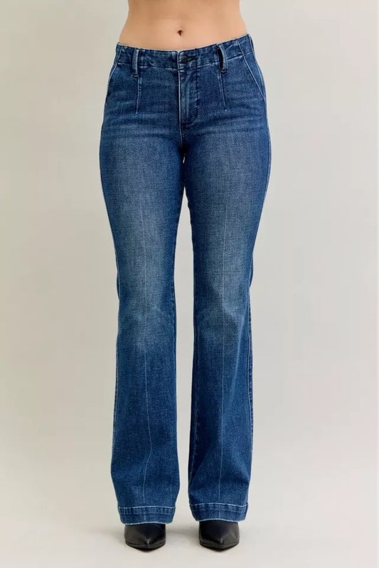 Judy Blue Full Size Mid Rise Bootcut Jeans with Welt Pockets Plus Size - Tigbul's Variety Fashion Shop