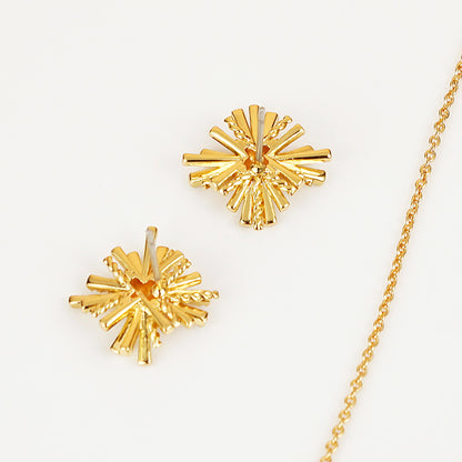Starburst Gold-Plated Earrings and Necklace Set - Tigbul's Variety Fashion Shop