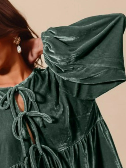 SO ME Spaghetti Strap Front Tie Velvet Holiday Blouse - Tigbul's Variety Fashion Shop